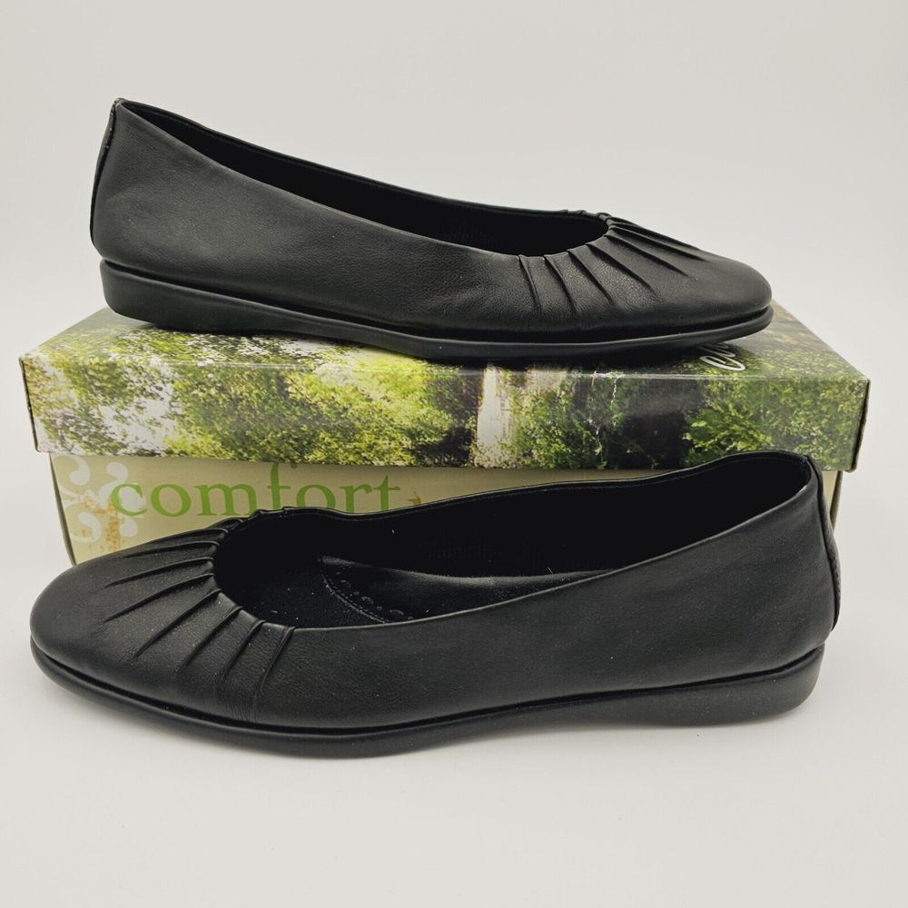 Easy Street Comfort‎ Casuals Audrey Ballet Skimmers Black 10 Narrow in Box